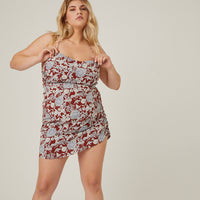 Curve Lace Up Floral Dress Plus Size Dresses -2020AVE