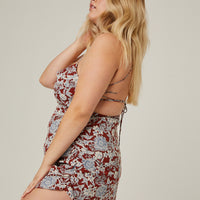 Curve Lace Up Floral Dress Plus Size Dresses -2020AVE