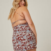 Curve Lace Up Floral Dress Plus Size Dresses -2020AVE