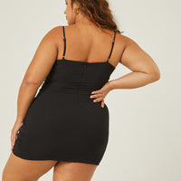 Curve Lace Up Ruched Mini Dress Plus Size Dresses -2020AVE
