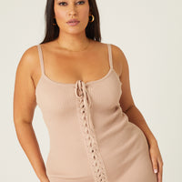 Curve Lace Up Tank Dress Plus Size Dresses -2020AVE