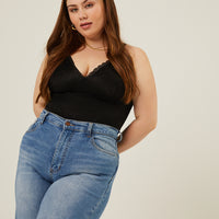 Curve Lacey Cami Tank Plus Size Tops Black 1XL -2020AVE