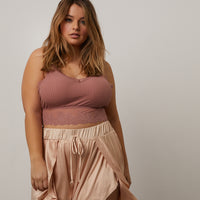 Curve Lacy Padded Bralette Plus Size Intimates Mauve Plus Size One Size -2020AVE