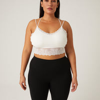Curve Lacy Padded Bralette Plus Size Intimates White Plus Size One Size -2020AVE