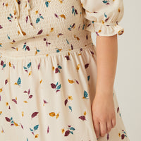 Curve Leaf Print Smocked Dress Plus Size Dresses -2020AVE