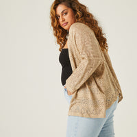 Curve Lightweight Knit Open Cardigan Plus Size Outerwear -2020AVE