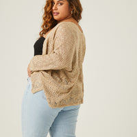 Curve Lightweight Knit Open Cardigan Plus Size Outerwear -2020AVE