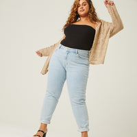 Curve Lightweight Knit Open Cardigan Plus Size Outerwear -2020AVE