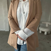 Curve Lightweight Open Blazer Plus Size Outerwear -2020AVE