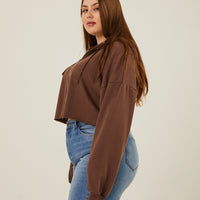 Curve Lightweight Zip Up Hoodie Plus Size Outerwear -2020AVE