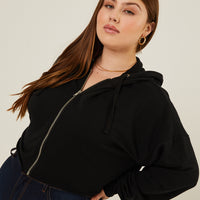 Curve Lightweight Zip Up Hoodie Plus Size Outerwear -2020AVE