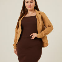 Curve Lightweight Zip Up Jacket Plus Size Outerwear Tan 1XL -2020AVE
