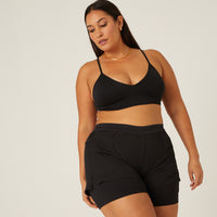 Curve Lined Athletic Shorts Plus Size Bottoms -2020AVE