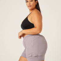 Curve Lined Athletic Shorts Plus Size Bottoms -2020AVE