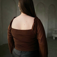 Curve Long Sleeve Double Ruched Top Plus Size Tops -2020AVE