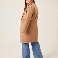 Curve Longline Knit Blazer Plus Size Outerwear -2020AVE