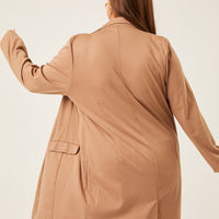 Curve Longline Knit Blazer Plus Size Outerwear -2020AVE
