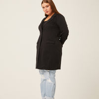 Curve Longline Knit Blazer Plus Size Outerwear -2020AVE