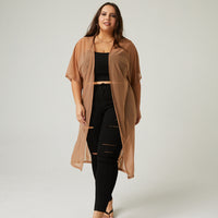 Curve Mesh Overlay Cardigan Plus Size Outerwear -2020AVE
