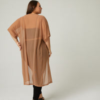 Curve Mesh Overlay Cardigan Plus Size Outerwear -2020AVE