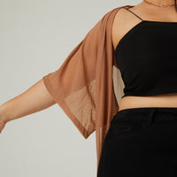 Curve Mesh Overlay Cardigan Plus Size Outerwear -2020AVE