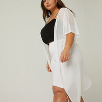 Curve Mesh Overlay Cardigan Plus Size Outerwear -2020AVE