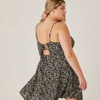 Curve Mini Floral Spaghetti Strap Sundress Plus Size Dresses -2020AVE