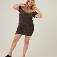 Curve Mini Florals Smocked Dress Plus Size Dresses -2020AVE