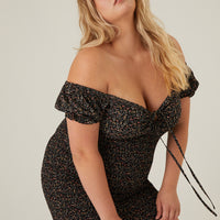 Curve Mini Florals Smocked Dress Plus Size Dresses -2020AVE