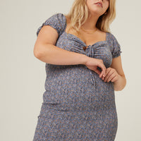 Curve Mini Florals Smocked Dress Plus Size Dresses -2020AVE