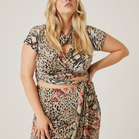 Curve Mixed Animal Print Set Plus Size Matching Sets -2020AVE
