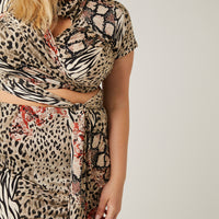 Curve Mixed Animal Print Set Plus Size Matching Sets -2020AVE