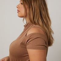 Curve Mock Neck Top With Necklace Plus Size Tops -2020AVE