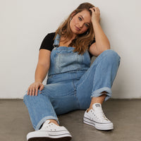 Curve Mom Jean Overalls Plus Size Rompers + Jumpsuits -2020AVE