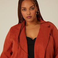 Curve Open Front Coat Plus Size Outerwear -2020AVE