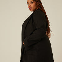 Curve Open Front Coat Plus Size Outerwear -2020AVE