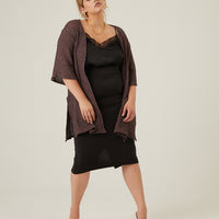 Curve Open Front Knit Cardigan Plus Size Outerwear Purple 1XL -2020AVE