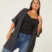 Curve Open Front Knit Cardigan Plus Size Outerwear -2020AVE