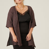 Curve Open Front Knit Cardigan Plus Size Outerwear -2020AVE