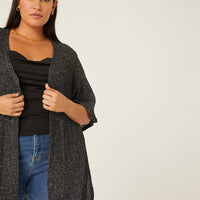 Curve Open Front Knit Cardigan Plus Size Outerwear -2020AVE