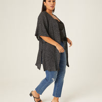 Curve Open Front Knit Cardigan Plus Size Outerwear -2020AVE