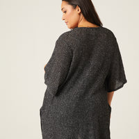 Curve Open Front Knit Cardigan Plus Size Outerwear -2020AVE