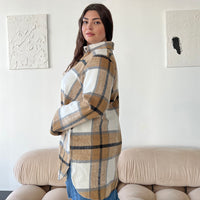 Curve Oversized Plaid Shirt Jacket Plus Size Outerwear -2020AVE