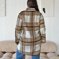 Curve Oversized Plaid Shirt Jacket Plus Size Outerwear -2020AVE