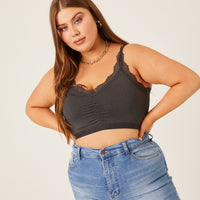 Curve Padded Lace Trim Bralette Plus Size Intimates -2020AVE