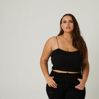 Curve Padded Spagetti Strap Camisole Plus Size Tops -2020AVE