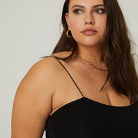 Curve Padded Spagetti Strap Camisole Plus Size Tops -2020AVE