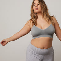 Curve Padded V-Neck Bra Plus Size Intimates Gray Plus Size One Size -2020AVE