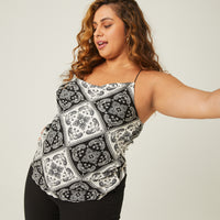 Curve Paisley Bandana Print Tank Plus Size Tops -2020AVE