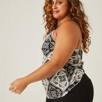 Curve Paisley Bandana Print Tank Plus Size Tops -2020AVE